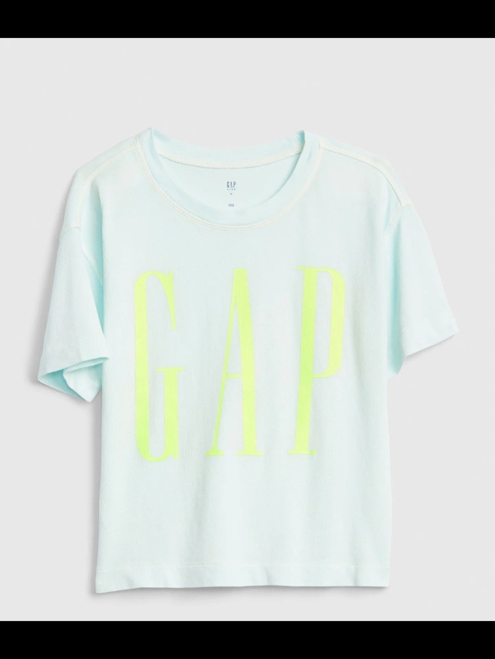 GAP Mint Blue Tee with Neon Yellow GAP Logo
